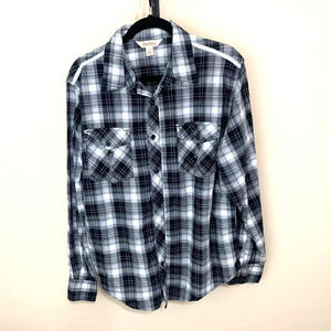 Decree Blue Plaid Shirt Button Up Men's Large